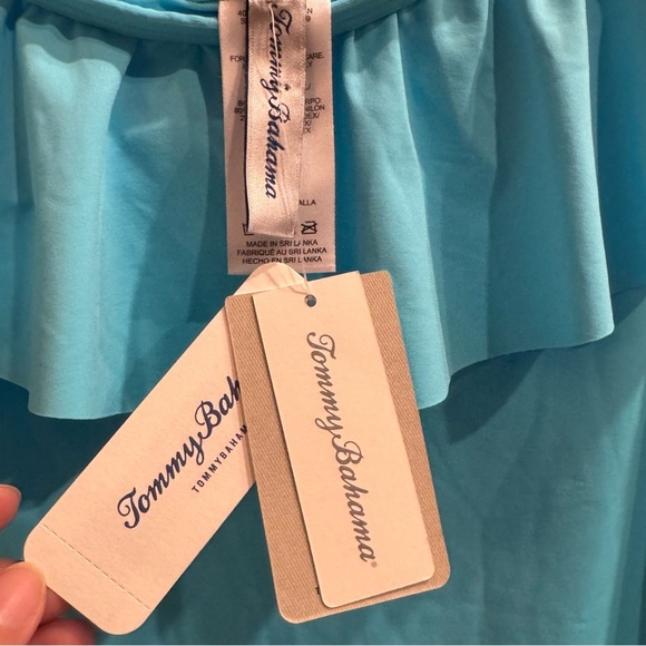 NEW Tommy Bahama Pearl Off-the-shoulder Ruffle Spa Dress Blue Sz L - Picture 6 of 9